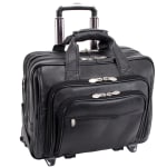 McKlein Gold Coast Detachable-Wheeled Leather Laptop Case, Black