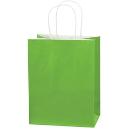 Partners Brand Tinted Paper Shopping Bags, 10 1/4inH x 8inW x 4 1/2inD, Citrus Green, Case Of 250