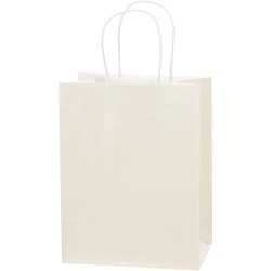 Partners Brand Tinted Paper Shopping Bags, 10 1/4inH x 8inW x 4 1/2inD, French Vanilla, Case Of 250