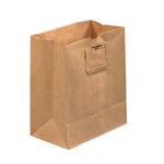 Partners Brand Flat Handle Grocery Bags, 14inH x 12inW x 7inD, Kraft, Case Of 300