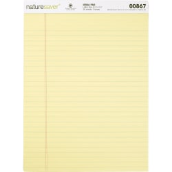 Nature Saver Jr. Rule Legal Pads, 5in x 8in, 50 Sheets, 100% Recycled, White, Pack Of 12