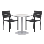 KFI Studios Eveleen 3-Piece Outdoor Patio Set, 41inH x 32inW x 55inD, Black Chairs, Gray/Silver Table