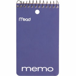 Mead Wirebound Memo Book, 3in x 5in, 60 Sheets, Assorted Colors