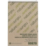 Nature Saver Recycled Steno Book - 60 Sheets - Spiral - 6in x 9in - White Paper - Chipboard Cover - Back Board - Recycled - 1 / Each