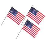 Annin and Company U.S. Classroom Flags With Staffs, 12in x 18in, Pack Of 3 Flags