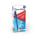 Paper Mate FlexGrip Ultra Retractable Pens, Medium Point, 1.0 mm, 42% Recycled, Blue Barrel, Blue Ink, Pack Of 12 Pens