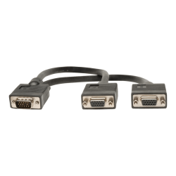 Tripp Lite 1ft VGA Monitor Y Splitter Cable HD15 M/2xF 1ft - VGA splitter - HD-15 (VGA) (F) to HD-15 (VGA) (M) - 1 ft - molded - gray