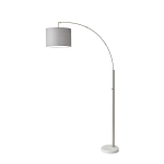 Adesso Bowery Arc Floor Lamp, 73 1/2inH, Gray Shade/White Base