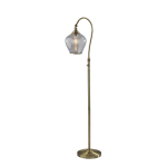 Adesso Bradford Floor Lamp, 59inH, Clear Shade/Antique Brass Base