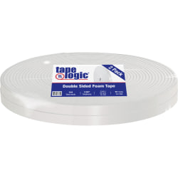 Tape Logic Double Sided Foam Tape, 1/32in, 1in x 72 Yd., White, Case Of 2