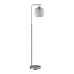 Adesso Vivian Floor Lamp, 60-1/4inH, Clear Shade/Brushed Steel Base