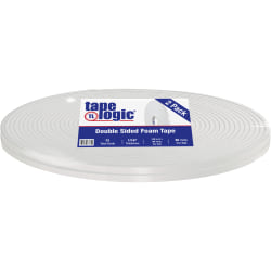 Tape Logic Double Sided Foam Tape, 1/16in, 1/2in x 36 Yd., White, Case Of 2