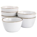 Elama Arthur 6-Piece Stoneware Bowl Set, Matte White/Gold