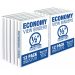 Samsill Economy 1/2in View Ring Binder, 1/2in Ring, White, Carton Of 12