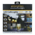 Enbrighten Vintage LED Cafe Lights, 24ft, Indoor/Outdoor, White Cord/White Lights