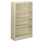 HON Brigade Steel Modular Shelving Bookcase, 4 Shelves, 60inH x 34-1/2inW x 12-5/8inD, Putty