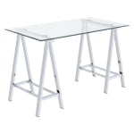 Office Star Middleton 47inW Writing Desk, Clear/Chrome