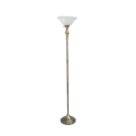 Lalia Home Classic 1-Light Torchiere Floor Lamp, 71inH, Antique Brass/White