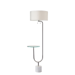 Adesso Sloan Shelf Floor Lamp, 65inH, White Marble Base/White Fabric Shade