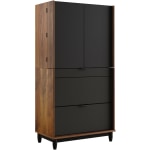 Sauder Harvey Park Computer Armoire, 59-5/8inH x 18-1/2inW x 20-5/16inD, Grand Walnut/Black