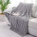 Sedona House Jacquard Flannel Microfiber Throw Blanket, 60in x 80in Twin, Gray