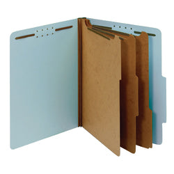 Office Depot Brand Classification Folders, 3-1/2in Expansion, 3 Dividers, 8 1/2in x 11in, Letter, Blue, Box of 1