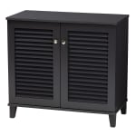 Baxton Studio Coolidge Finished 4-Shelf Wood Shoe Storage Cabinet, Dark Gray