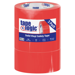 BOX Packaging Solid Vinyl Safety Tape, 3in Core, 2in x 36 Yd., Red, Case Of 3