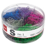 Office Depot Brand Paper Clips, Tub Of 1000, No. 1, Assorted Colors