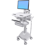 Ergotron StyleView Cart with LCD Pivot, LiFe Powered, 2 Drawers (2x1) - Up to 24in Screen Support - 33 lb Load Capacity - Floor - Plastic, Aluminum, Zinc-plated Steel