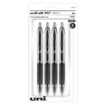 uni-ball Signo Gel 207 Retractable Gel Pens, Medium Point, 0.7 mm, Clear Barrels, Black Ink, Pack Of 4