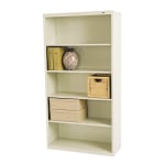 Tennsco Metal 66inH 5-Shelf Bookcase, Putty