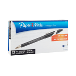 Paper Mate FlexGrip Elite Retractable Ballpoint Pens, Fine Point, 0.8 mm, Black Barrel, Black Ink, Pack Of 12 Pens