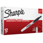 Sharpie Retractable Permanent Markers, Fine Point, Black, Box Of 12