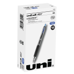 uni-ball 207 Retractable Fraud Prevention Gel Pens, Medium Point, 0.7 mm, Black Barrels, Blue Ink, Pack Of 12