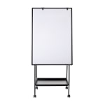 MasterVision Melamine Creation Station Mobile Non-Magnetic Dry-Erase Whiteboard Easel, 29 1/2in x 74 7/8in, Aluminum Frame With Black Finish