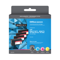 Office Depot Brand Remanufactured High-Yield Black And Cyan, Magenta, Yellow Ink Cartridge Replacement For HP 952XL, 952, Pack Of 4