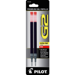 Pilot G2 Premium Gel Ink Refills, Extra-Fine Point, 0.5 mm, Red Ink, Pack Of 2