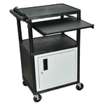 H. Wilson Audio/Visual Cart With Front Shelf And Electrical Assembly, 42inH x 24inW x 18inD, Black/Gray