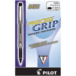 Pilot Precise Grip Liquid Ink Rollerball Pens, Extra Fine Point, 0.5 mm, Black Metallic Barrel, Black Ink, Pack Of 12 Pens