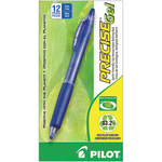 Pilot Precise BeGreen Gel Retractable Rollerball Pens, Fine Point, 0.7 mm, 83% Recycled, Blue Translucent Barrel, Blue Ink, Pack Of 12