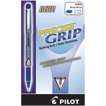 Pilot Precise Grip Liquid Ink Rollerball Pens, Extra Fine Point, 0.5 mm, Blue Metallic Barrel, Blue Ink, Pack Of 12 Pens