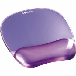 Fellowes Gel Crystals Mouse Pad With Wrist Rest, 1inH x 7.94inW x 9.25inD, Purple