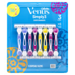 Venus Simply3 Disposables, Assorted Colors, Pack Of 16 Razors