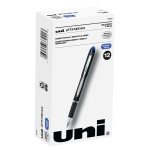 uni-ball Jetstream Ballpoint Pens, Bold Point, 1.0 mm, Black Barrel, Blue Ink, Box Of 12