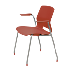 KFI Studios Imme Stack Chair With Arms, Coral/Silver