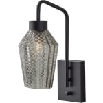 Adesso Belfry Wall Lamp, 16-1/2inH x 6-1/2inW, Smoke Shade/Black Base