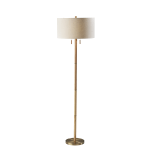 Adesso Madeline Floor Lamp, 66-1/4inH, Off-White Shade/Antique Brass Base