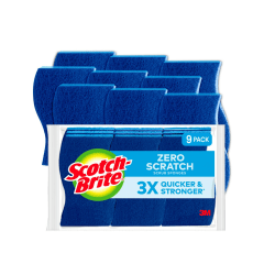 Scotch-Brite Non-Scratch Scrub Sponges, Blue, Pack Of 9