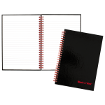 Black n Red Notebook/Journal, 8 1/4in x 5 7/8in, Black/Red, 70 Sheets